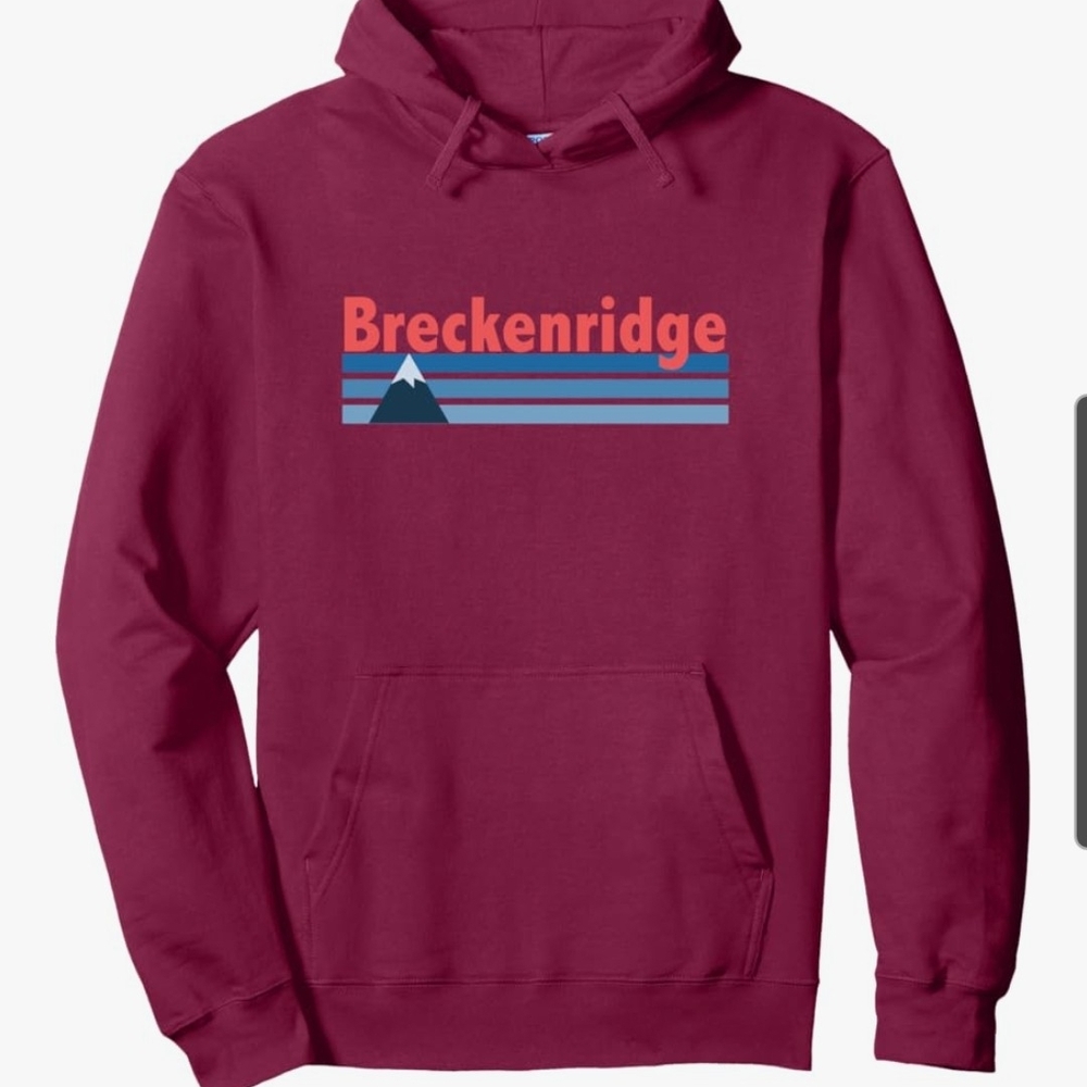 Breckenridge Maroon Unisex Long Sleeve Hoodie Size Small